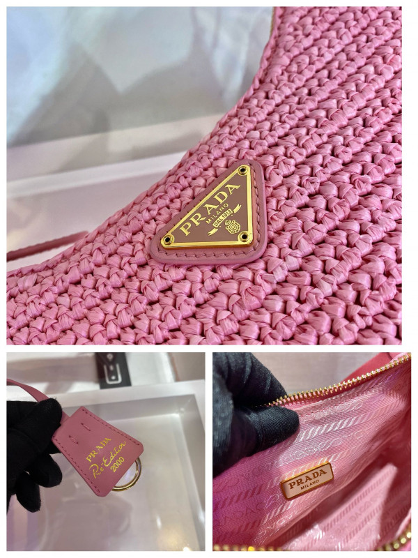 [FREE SHIPPING] PRADA Re-Edition 2005 raffia bag