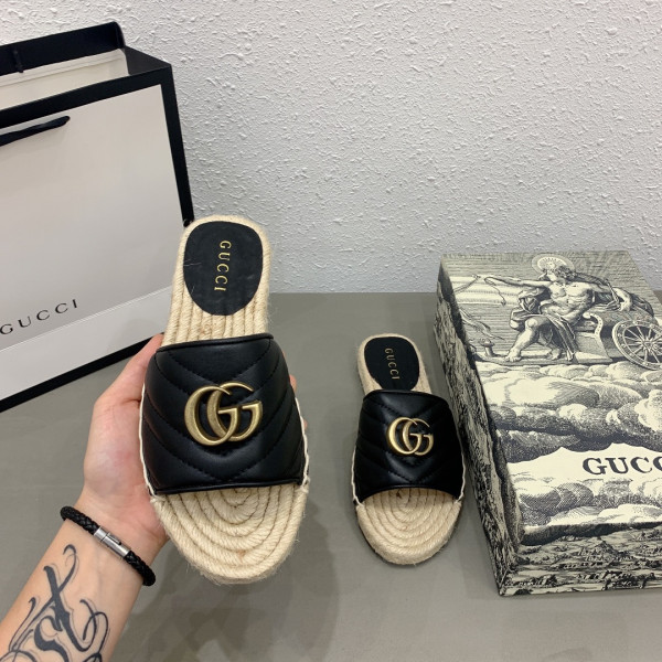 HOT SALE GUCCI Leather espadrille sandal