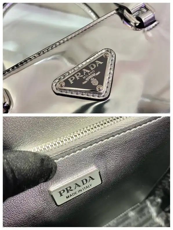 PRADA Small brushed leather tote