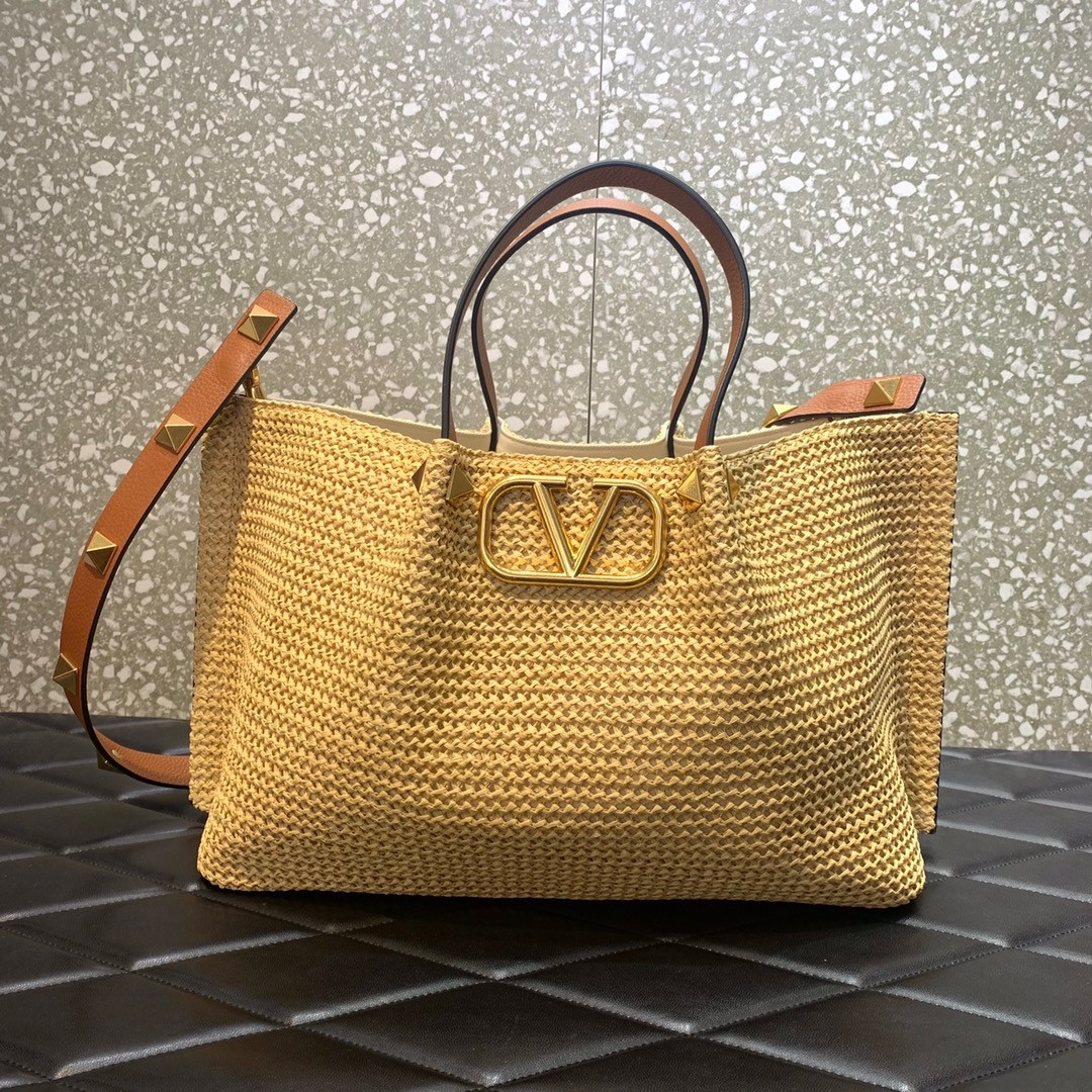 HOT SALE VALENTINO MEDIUM STRAW SUMMER TOTE