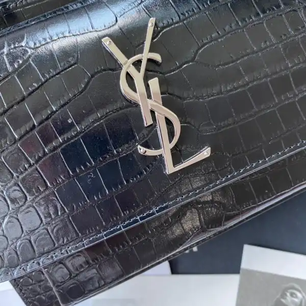 YSL SUNSET IN CROCODILE-EMBOSSED SHINY LEATHER