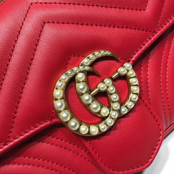 HOT SALE GUCCI GG Marmont Pearl Chain Belt Bag