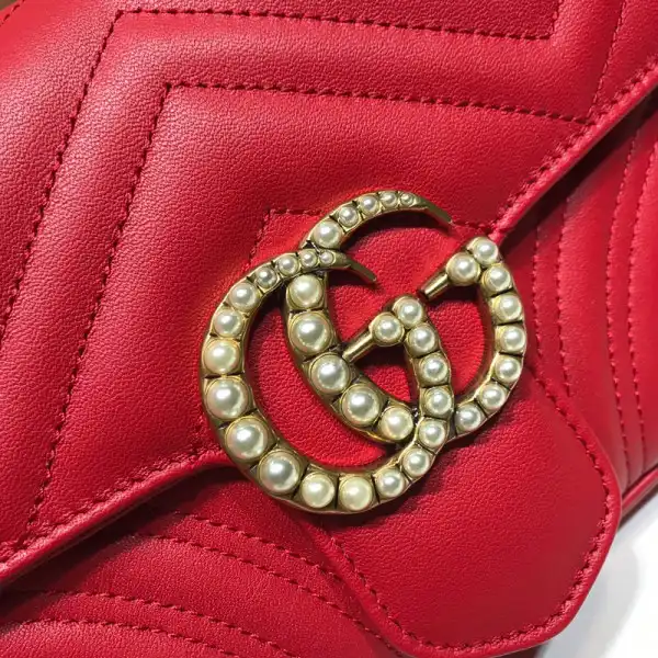 GUCCI GG Marmont Pearl Chain Belt Bag