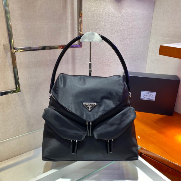 HOT SALE PRADA Signaux nylon and leather hobo bag