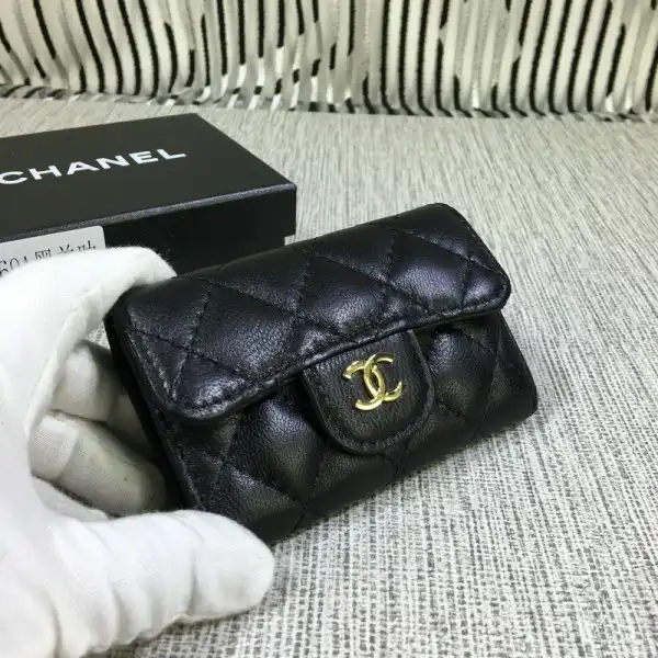 First Bag Ru CHANEL Lambskin Wallet Gold   Silver Hardare