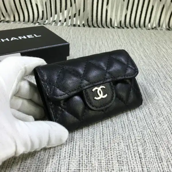 CHANEL Lambskin Wallet Gold   Silver Hardare