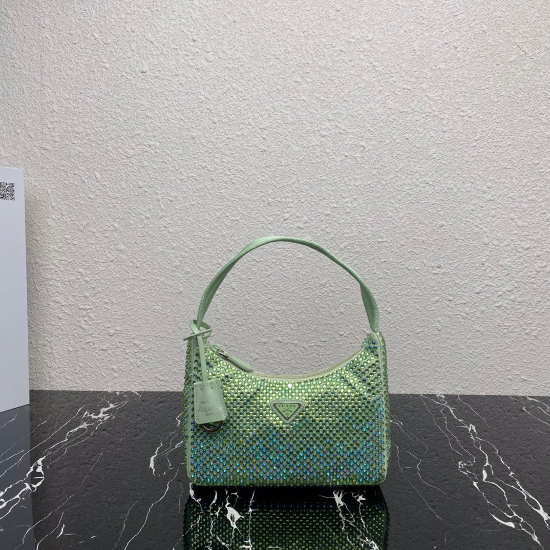 HOT SALE PRADA Satin mini-bag with artificial crystals