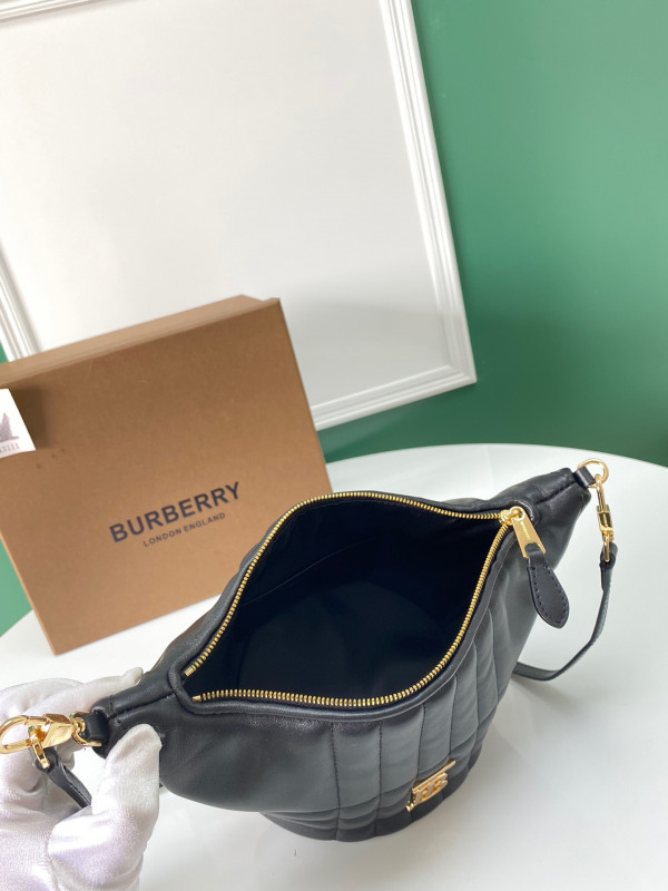 HOT SALE BURBERRY Small Quilted Lambskin Crescent Lola Bag