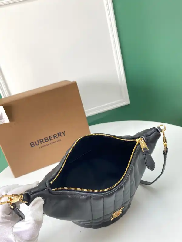 BURBERRY Small Quilted Lambskin Crescent Lola Bag