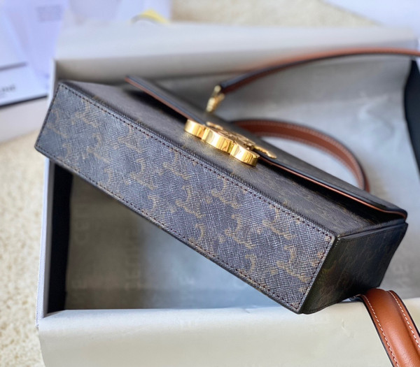 HOT SALE CELIN* BOX TRIOMPHE IN TRIOMPHE CANVAS AND CALFSKIN