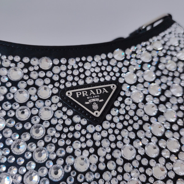 HOT SALE PRADA Cleo satin bag with appliqués