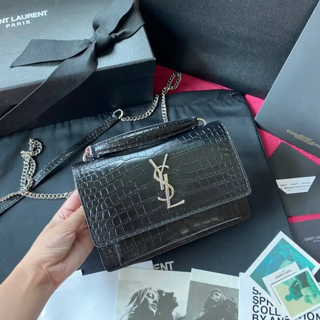 REP YSL SUNSET IN CROCODILE-EMBOSSED SHINY LEATHER