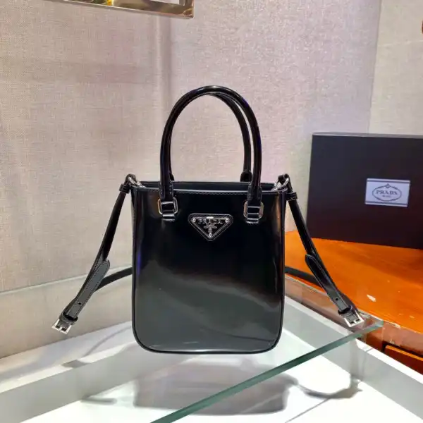 PRADA Small brushed leather tote