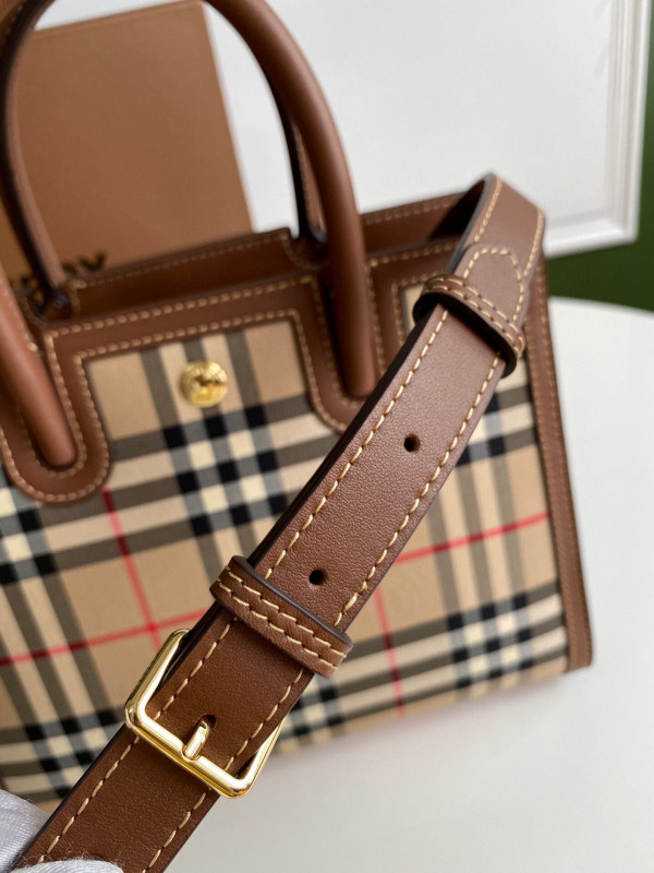 HOT SALE BURBERRY Mini Vintage Check Two-handle Title Bag