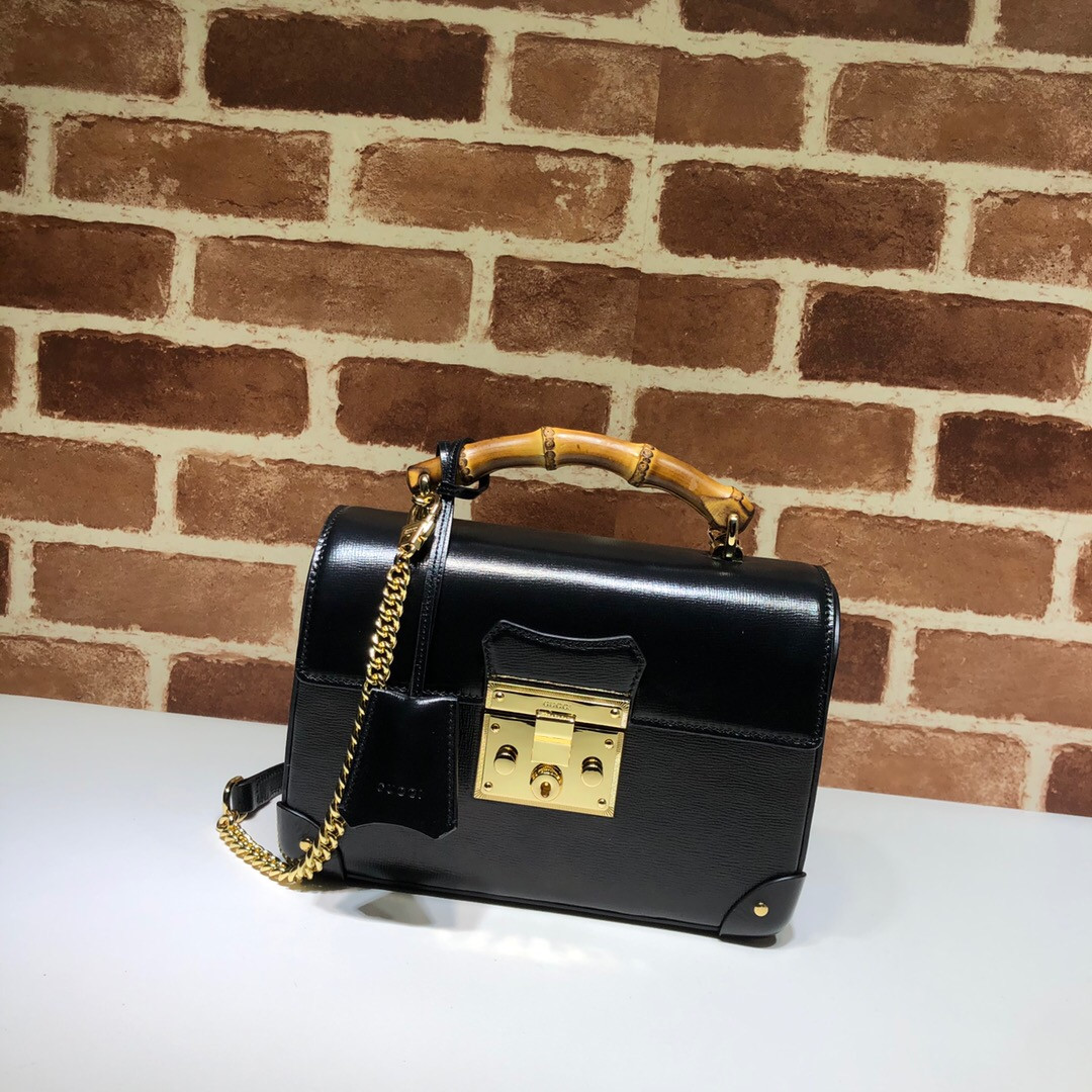 HOT SALE GUCCI Padlock GG small bamboo shoulder bag