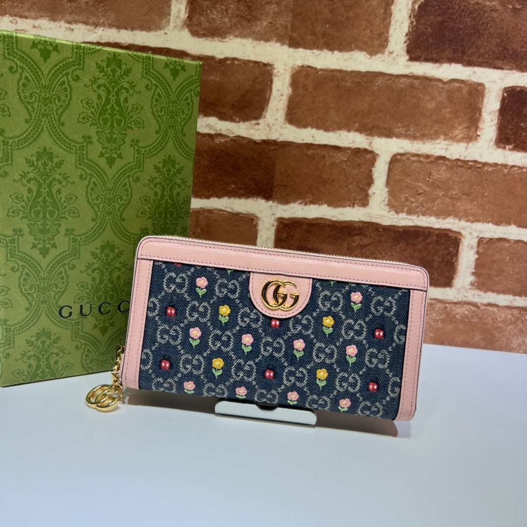 HOT SALE Gucci Ophidia GG zip around wallet