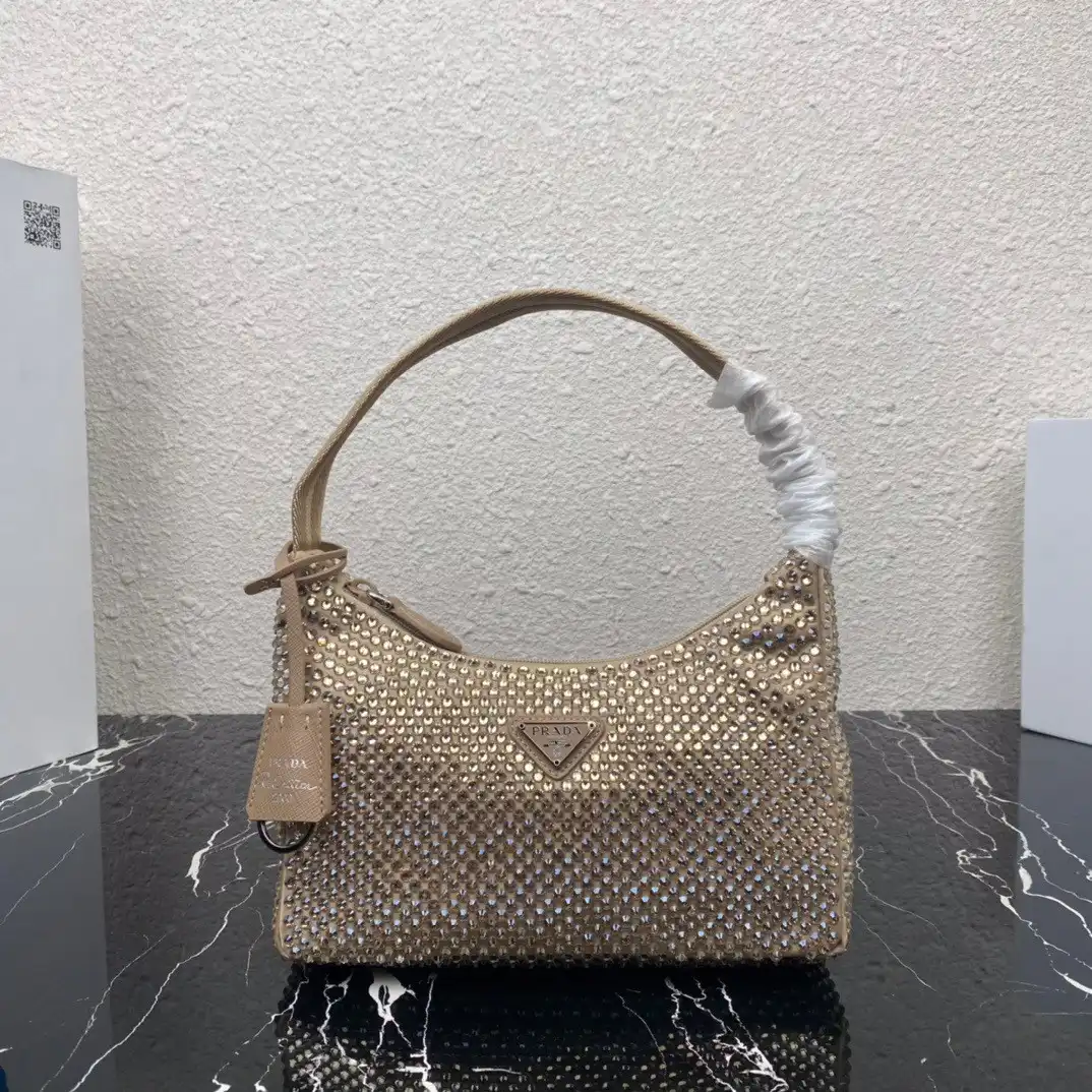 PRADA Satin mini-bag with artificial crystals