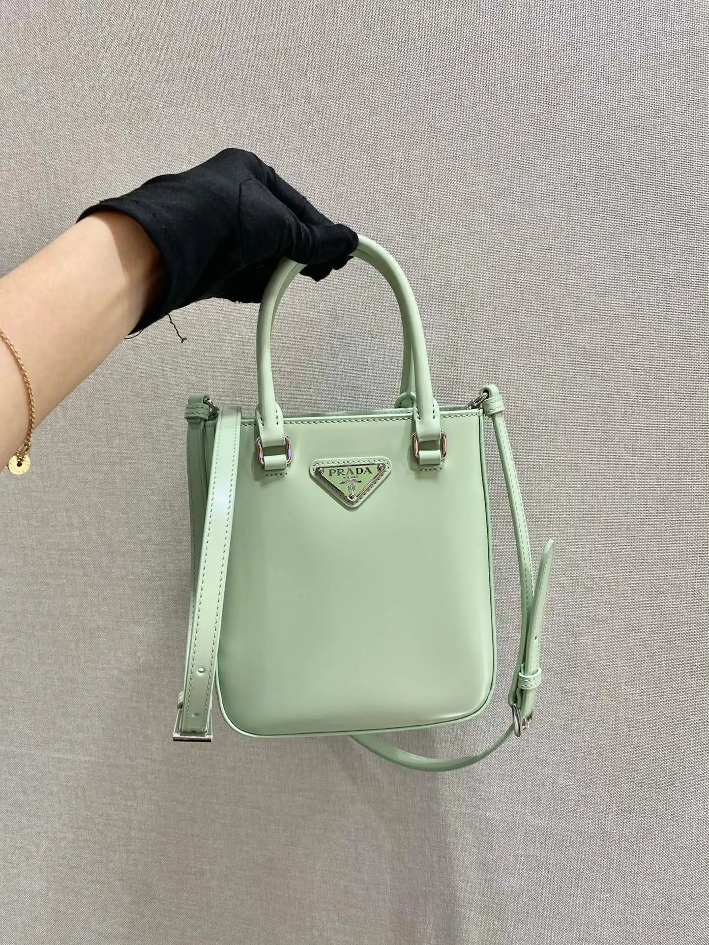 PRADA Small brushed leather tote