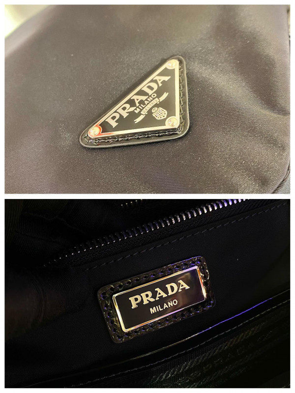 HOT SALE PRADA Signaux nylon and leather hobo bag