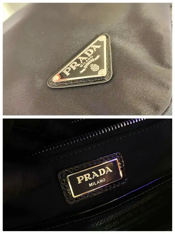 First Bag Ru PRADA Signaux nylon and leather hobo bag