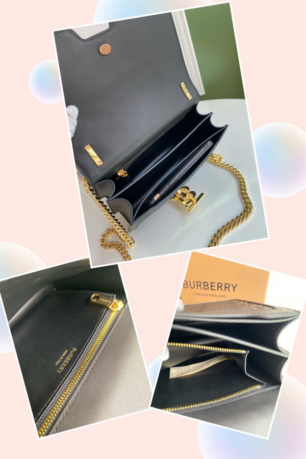 HOT SALE BURBERRY Small Quilted Monogram Lambskin TB Bag