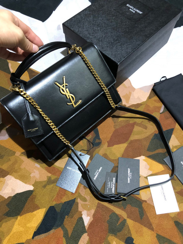 HOT SALE YSL MEDIUM SUNSET SATCHEL IN SMOOTH LEATHER