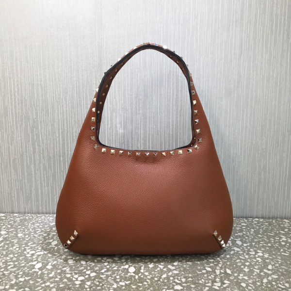 HOT SALE VALENTINO SMALL ROCKSTUD GRAINY CALFSKIN HOBO BAG