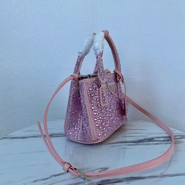 HOT SALE PRADA Galleria satin mini-bag with crystals