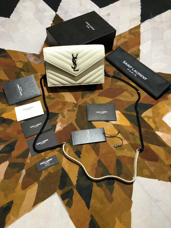 HOT SALE YSL CASSANDRE MATELASSÉ CHAIN WALLET