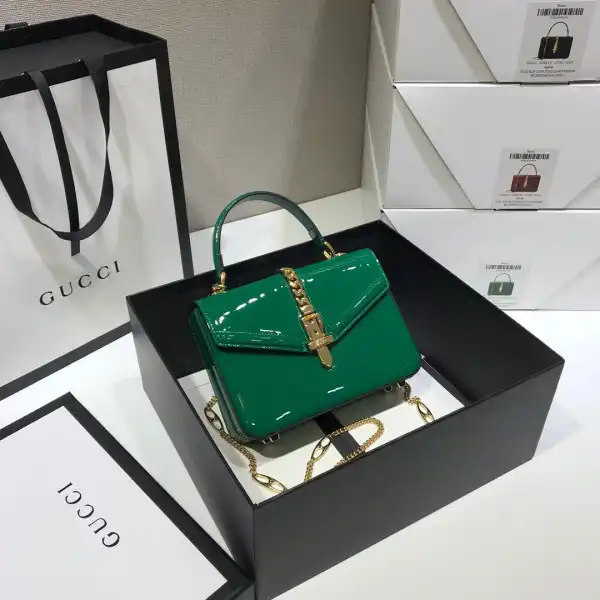 GUCCI Sylvie 1969 patent leather mini top handle bag