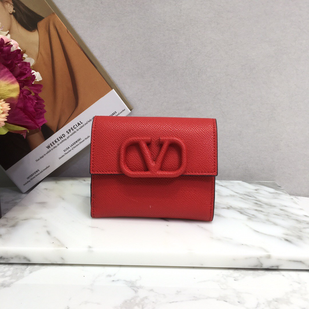 HOT SALE VALENTINO GARAVANI COMPACT VSLING GRAINY CALFSKIN WALLET