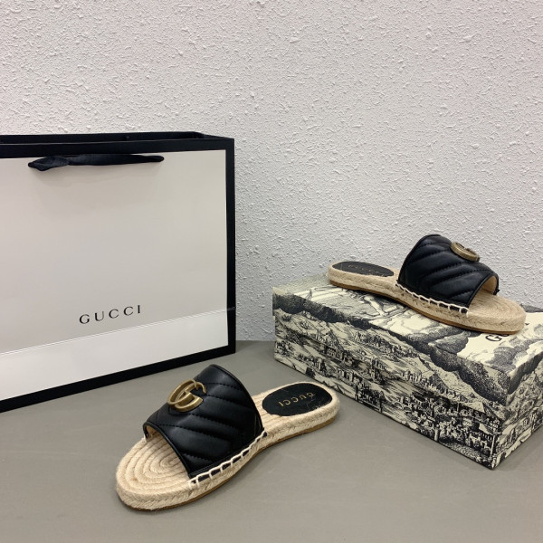 HOT SALE GUCCI Leather espadrille sandal