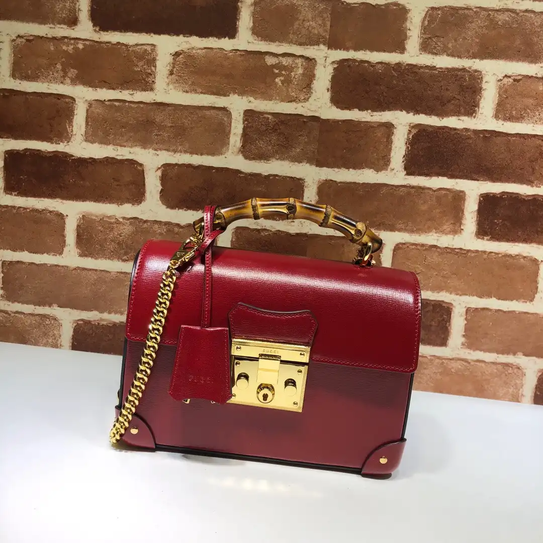 GUCCI Padlock GG small bamboo shoulder bag