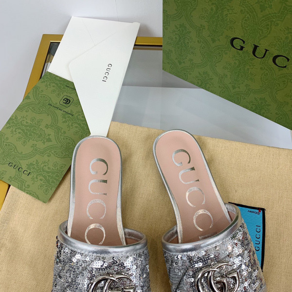 HOT SALE GUCCI Women's slide with Double G