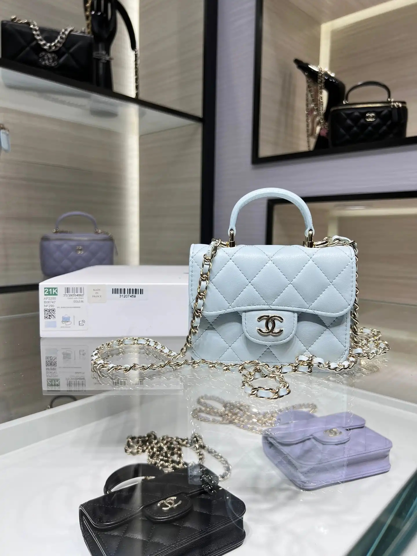 CHANEL FLAP COIN PURSE WITH CHAIN