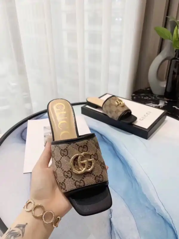 Affordable GUCCI GG matelassé canvas slide sandal