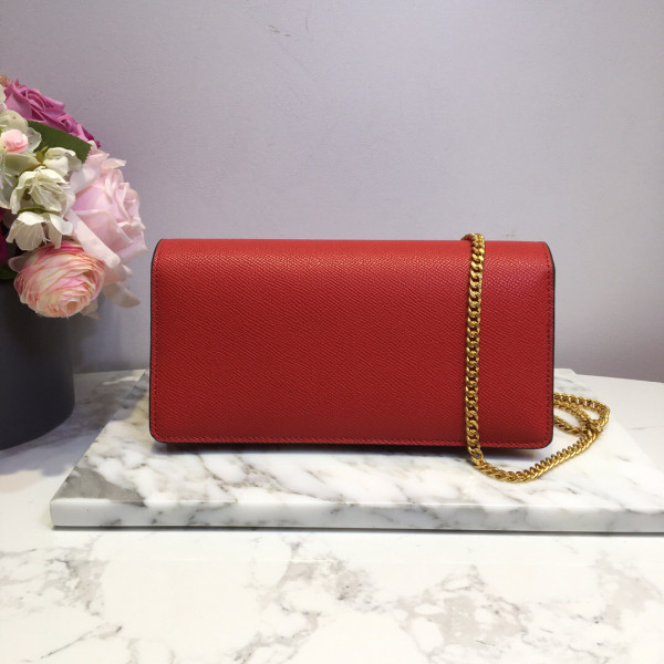 HOT SALE VALENTINO GARAVANI VSLING GRAINY CALFSKIN WALLET WITH CHAIN STRAP