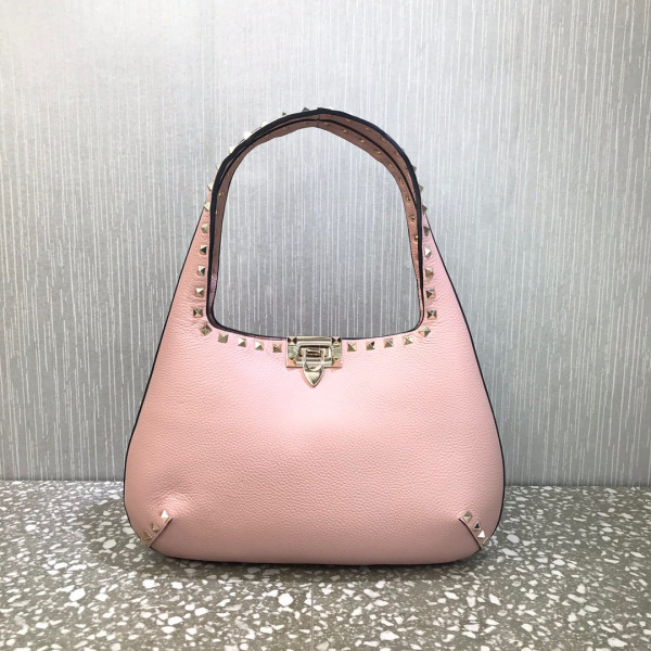 HOT SALE VALENTINO SMALL ROCKSTUD GRAINY CALFSKIN HOBO BAG