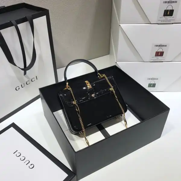 GUCCI Sylvie 1969 patent leather mini top handle bag