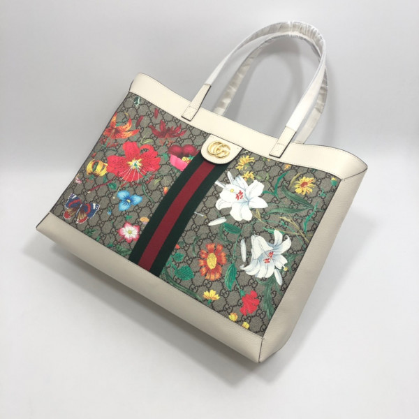 HOT SALE GUCCI GG Supreme Monogram Flora Web Large Ophidia Tote