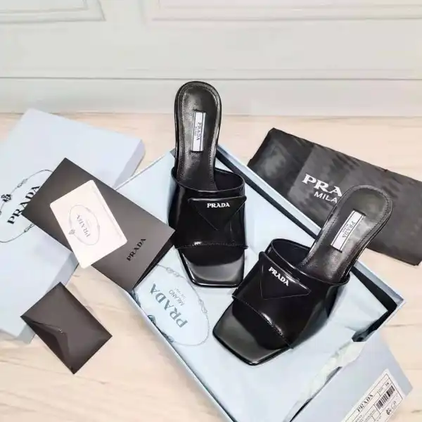 First bag ru PRADA Brushed leather mid-heeled slides