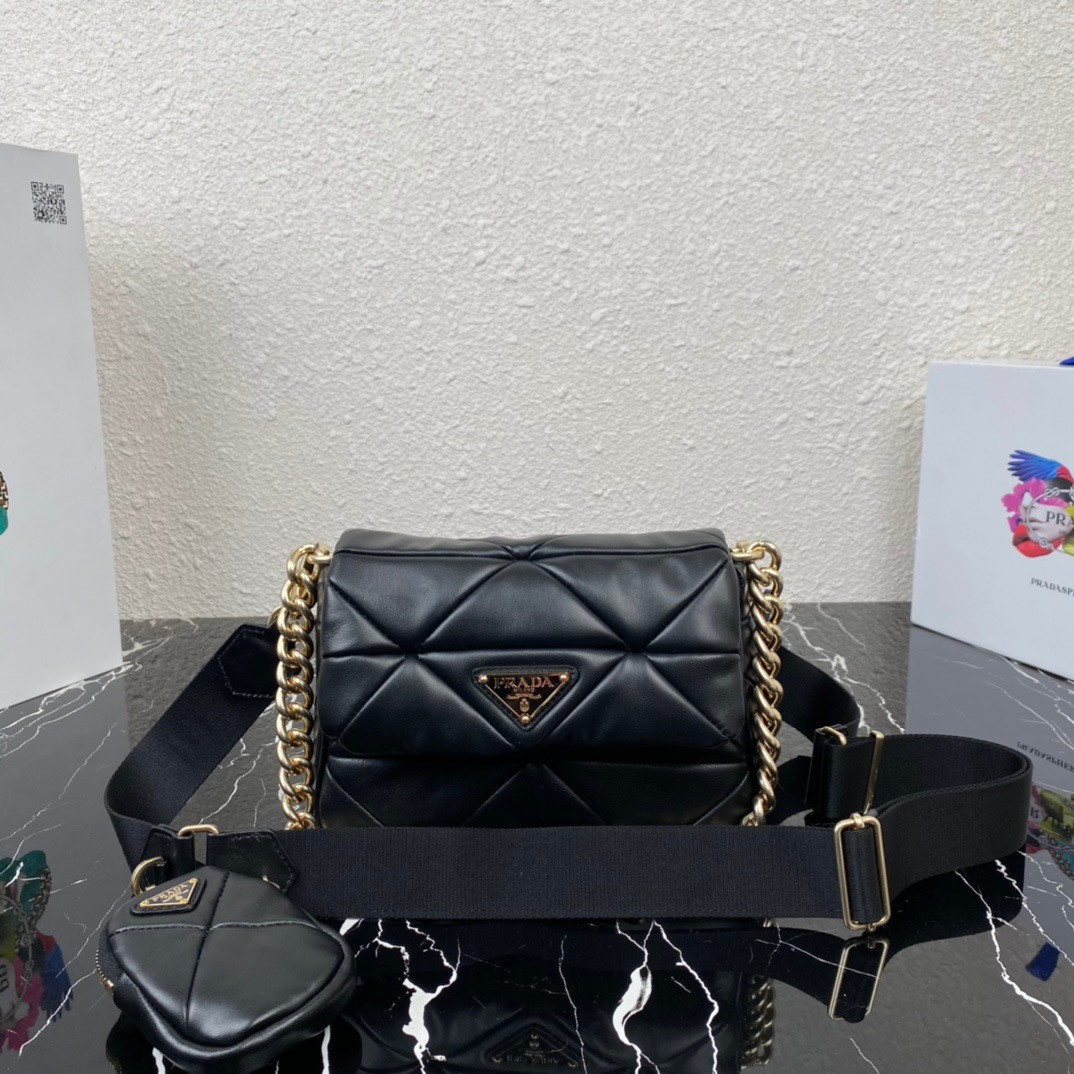 HOT SALE PRADA System nappa leather patchwork bag