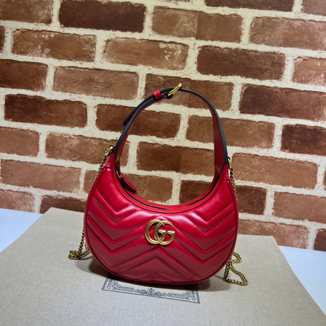 HOT SALE GUCCI GG Marmont half-moon-shaped mini bag