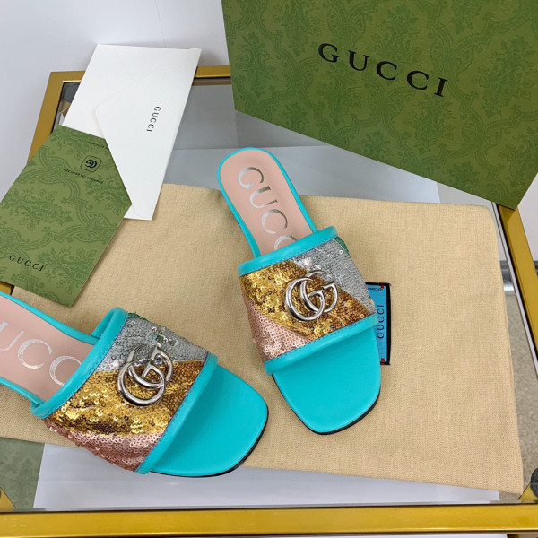 HOT SALE GUCCI Women's slide with Double G