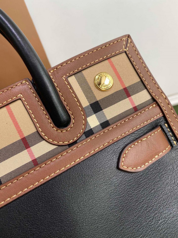 HOT SALE BURBERRY Small Vintage Check Two-handle Title Bag