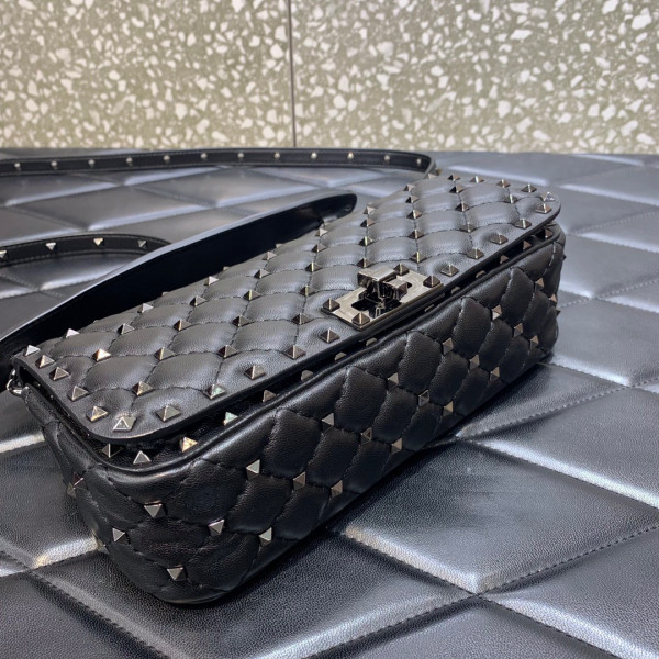 HOT SALE VALENTINO ROCKSTUD SPIKE SHOULDER BAG IN CRACKLE-EFFECT METALLIC