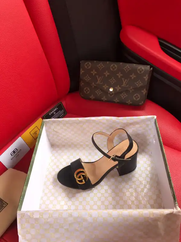 First bag ru GUCCI Leather mid-heel sandal