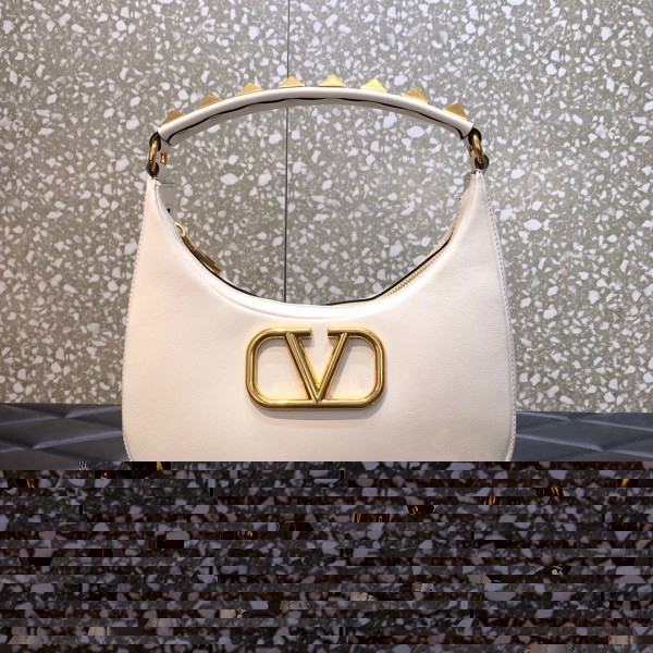 HOT SALE VALENTINO STUD SIGN CALFSKIN HOBO BAG