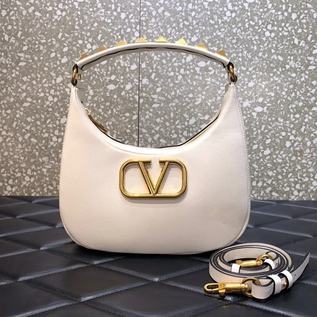 VALENTINO STUD SIGN CALFSKIN HOBO BAG