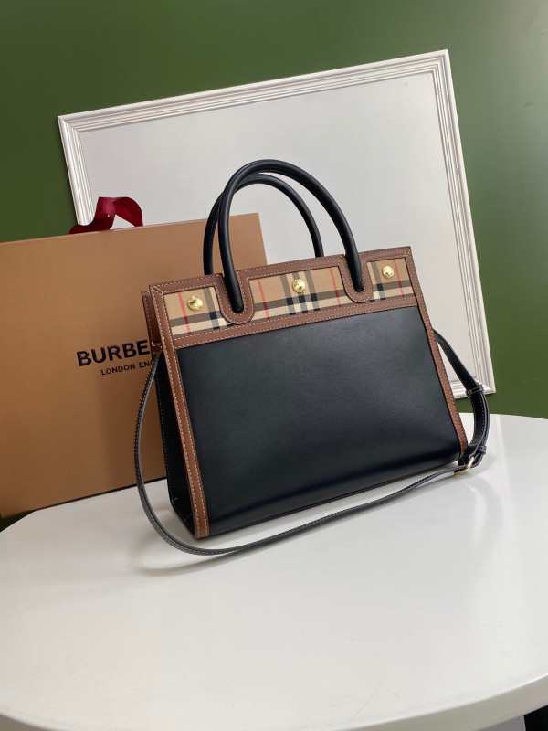 HOT SALE BURBERRY Small Vintage Check Two-handle Title Bag